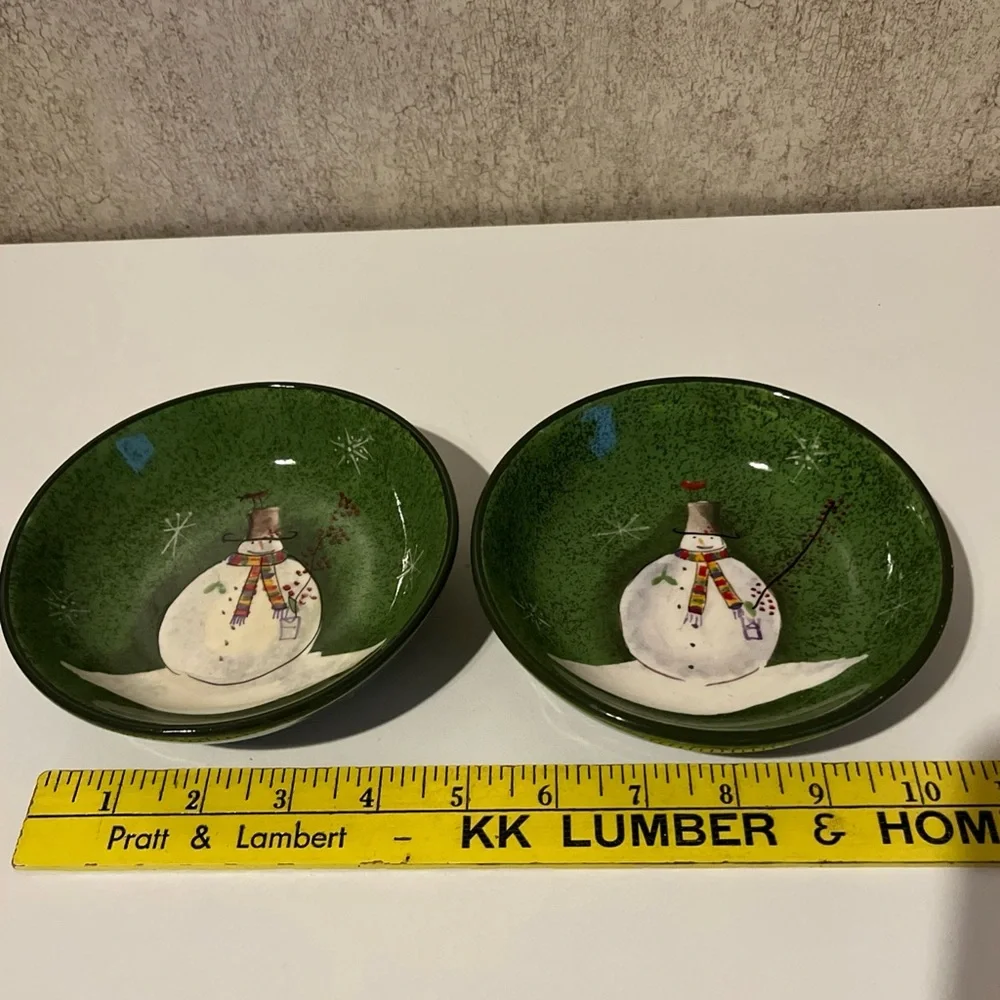 Oneida Sakura Christmas Snowman Red and Green Mug and Bowl Set Great Condition - Picture 7 of 11